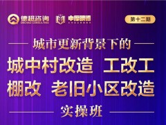 城市更新戰(zhàn)略實(shí)操班之城中村改造、工改共、棚改、老舊小區(qū)改造課題開課安排